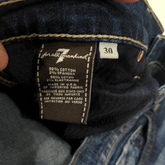 7FAMK Womens Josefina Skinny Boyfriend Distressed Jeans Size 30 Blue Button Fly - Picture 10 of 13